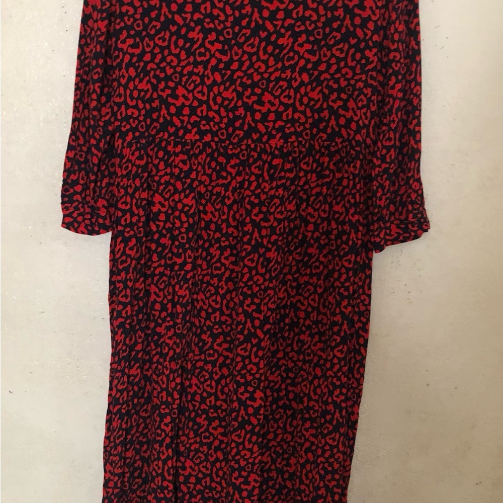 Zara Red and Black 3/4 Sleeve Dress